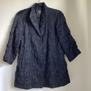 Eileen Fisher Petite Jacket Blazer Black  PM Black Crinkle Textured Lightweight